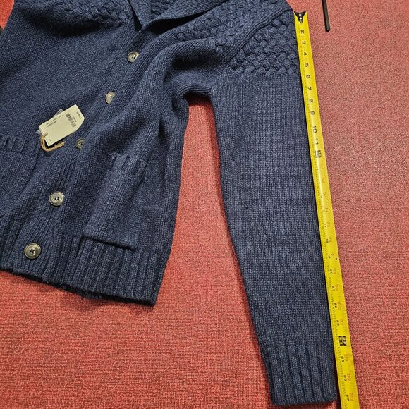 Schott Bros NYC Shawl Collar Cardigan Sweater L Elbow Patches Fisherman Academia - Picture 9 of 12